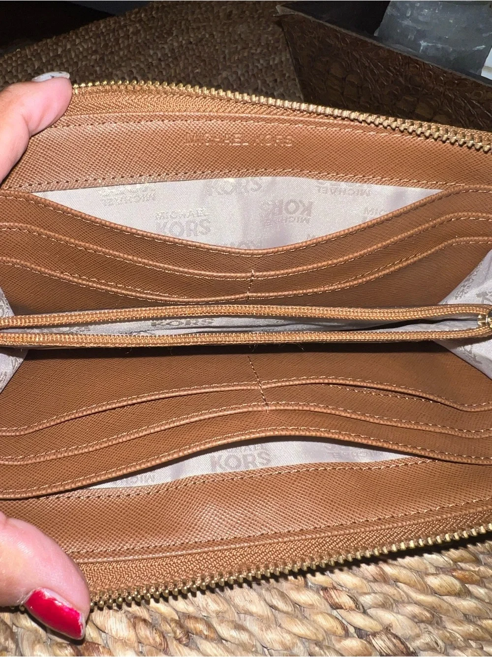 Michael Kors Jet Set Travel Large Leather Wallet - Luggage Brown / Gold